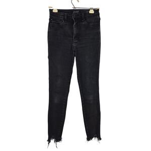 Judy Blue Skinny Fit Jeans 3/26 Womens Black Raw Hem High Rise Skinny Leg